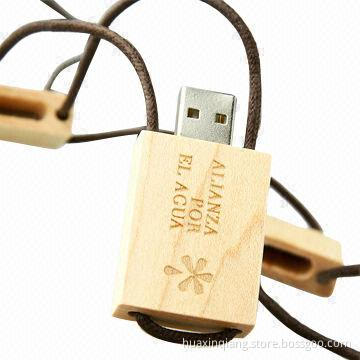 USB Drive with Wood Material, 128MB-64GB Capacity Range, Color Custom, Logo Design, USB2.0/3.0